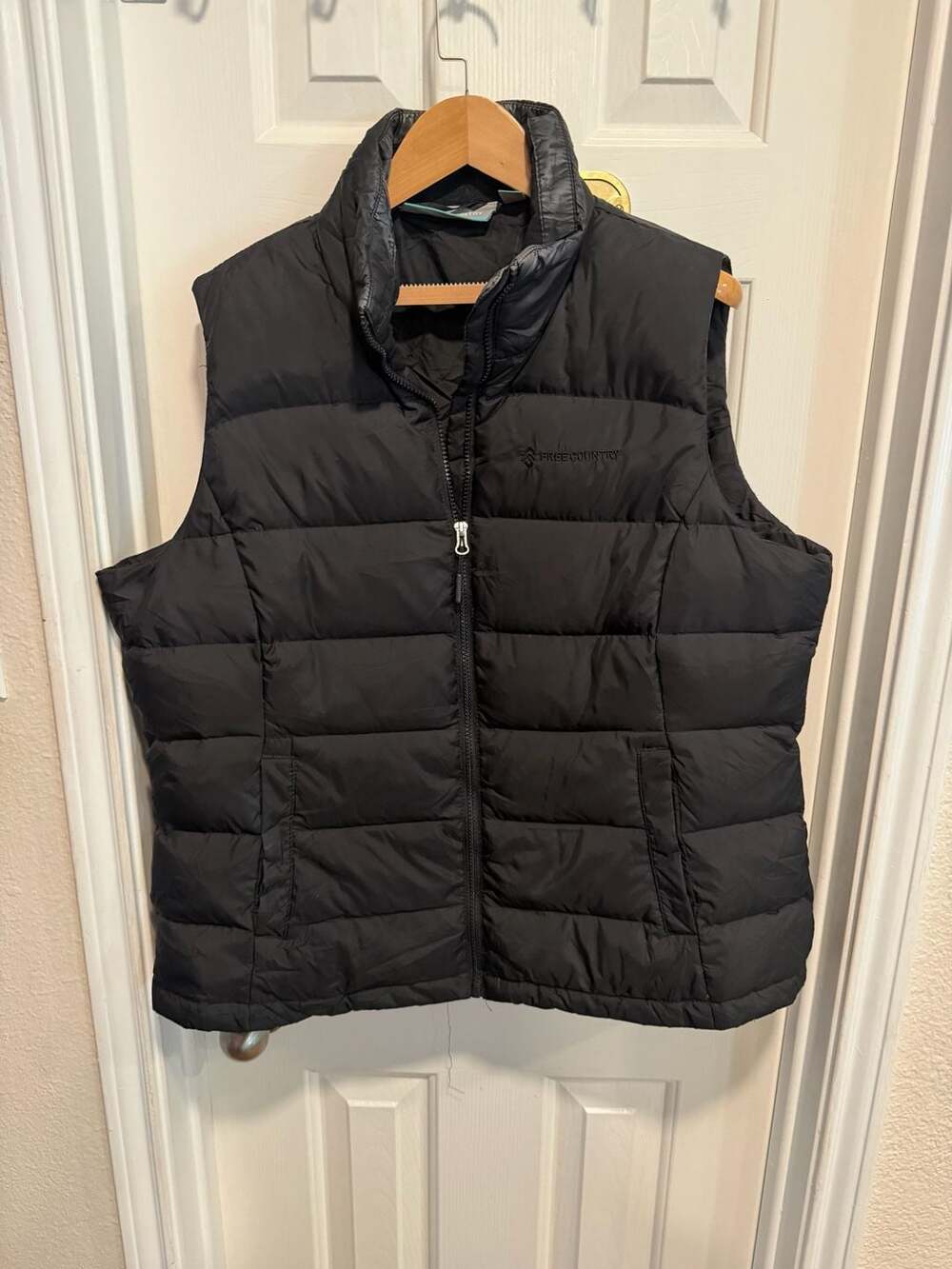 Free Country Women’s XL Black Puffer Vest Full Zip Fleece Lined Collar